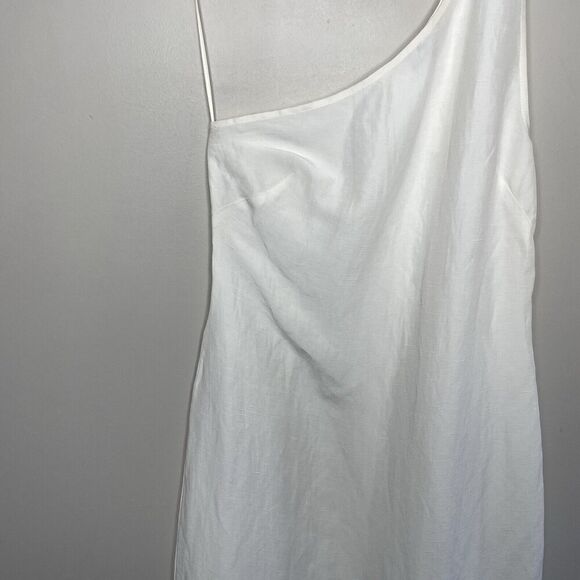 MADEWELL Midi Dress Women 2 One-Shoulder Sleeveless NEW Ivory Linen Blend NQ624 - Picture 5 of 14